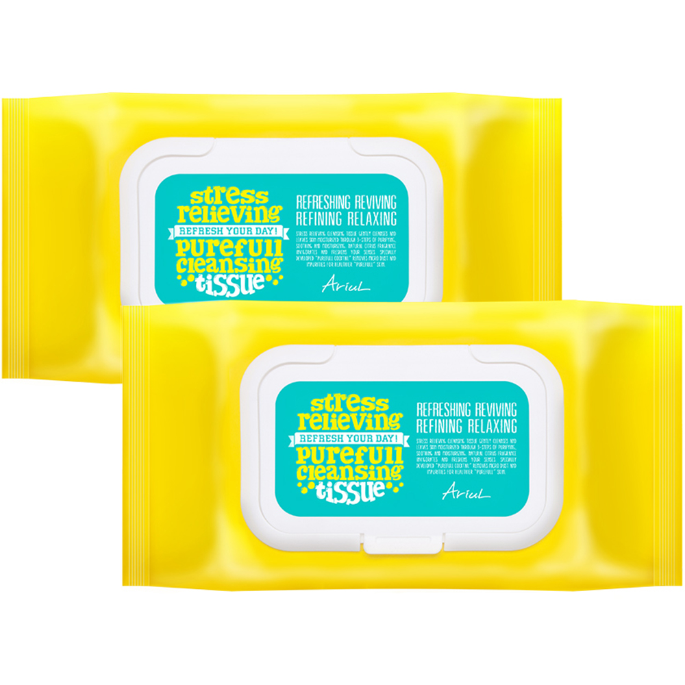 아리얼 스트레스 릴리빙 퓨어풀 클렌징 티슈, 80매, 2개